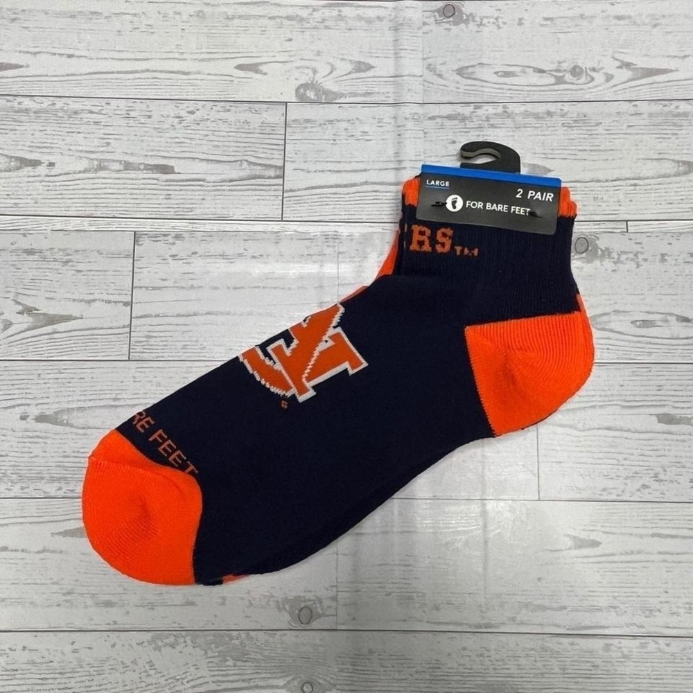 For Bare Feet Auburn Tigers Navy Orange Ankle Socks 2 Pair Large Collegiate NCAA